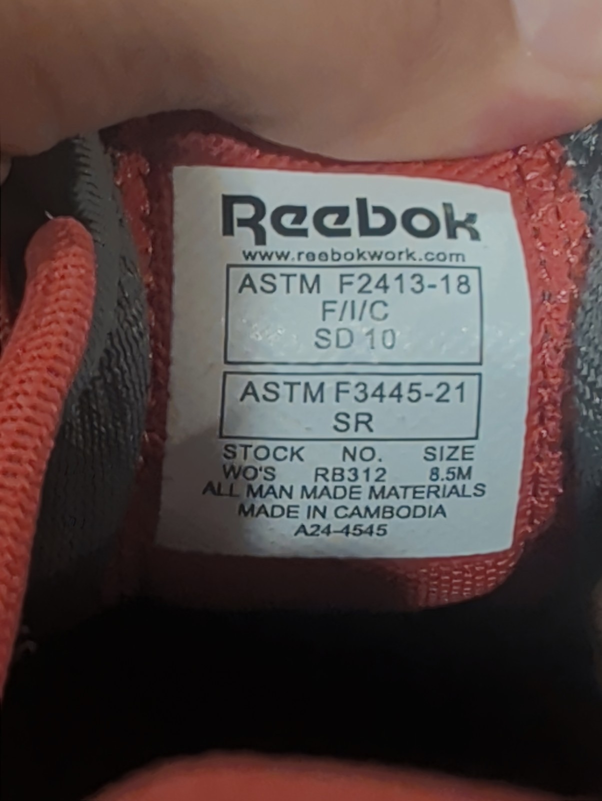 Reebok Fusion Flexweave Work Gray/Red (Pink) Composite Safety Toe Cap W 8.5 NEW
