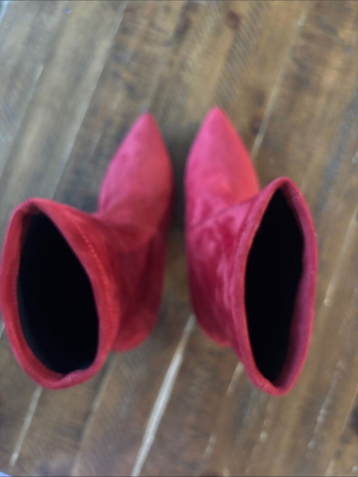 Scarlett Chase Portia 75 Stretch Booties in Red Suede Womens Size 6