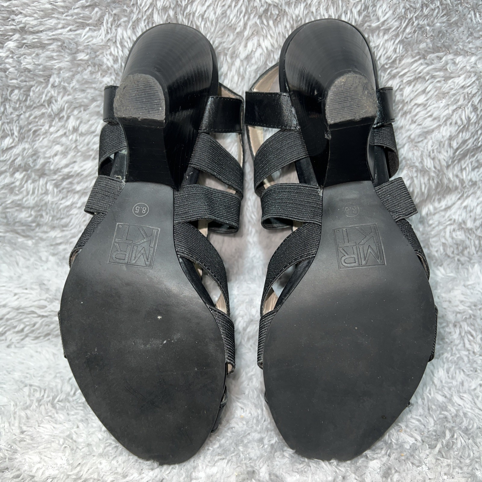 MR KT Women’s Block Heel Sandals Front Zip Black Cocktail Party Shoes 8.5 A3