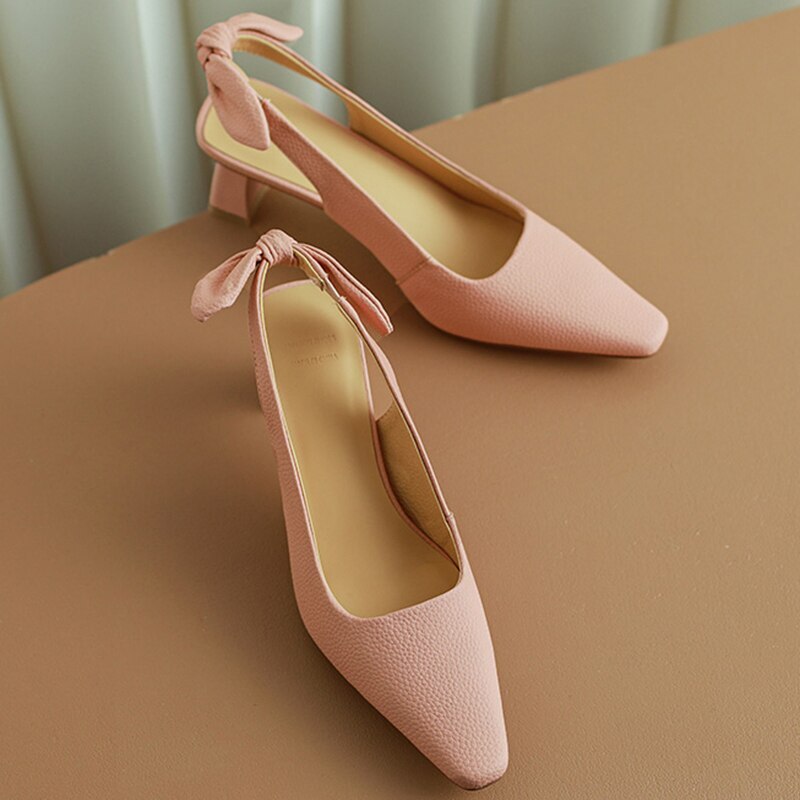Fashion Women Slingback Pumps Thick Heels Sandals High Heels Party Dress Shoes