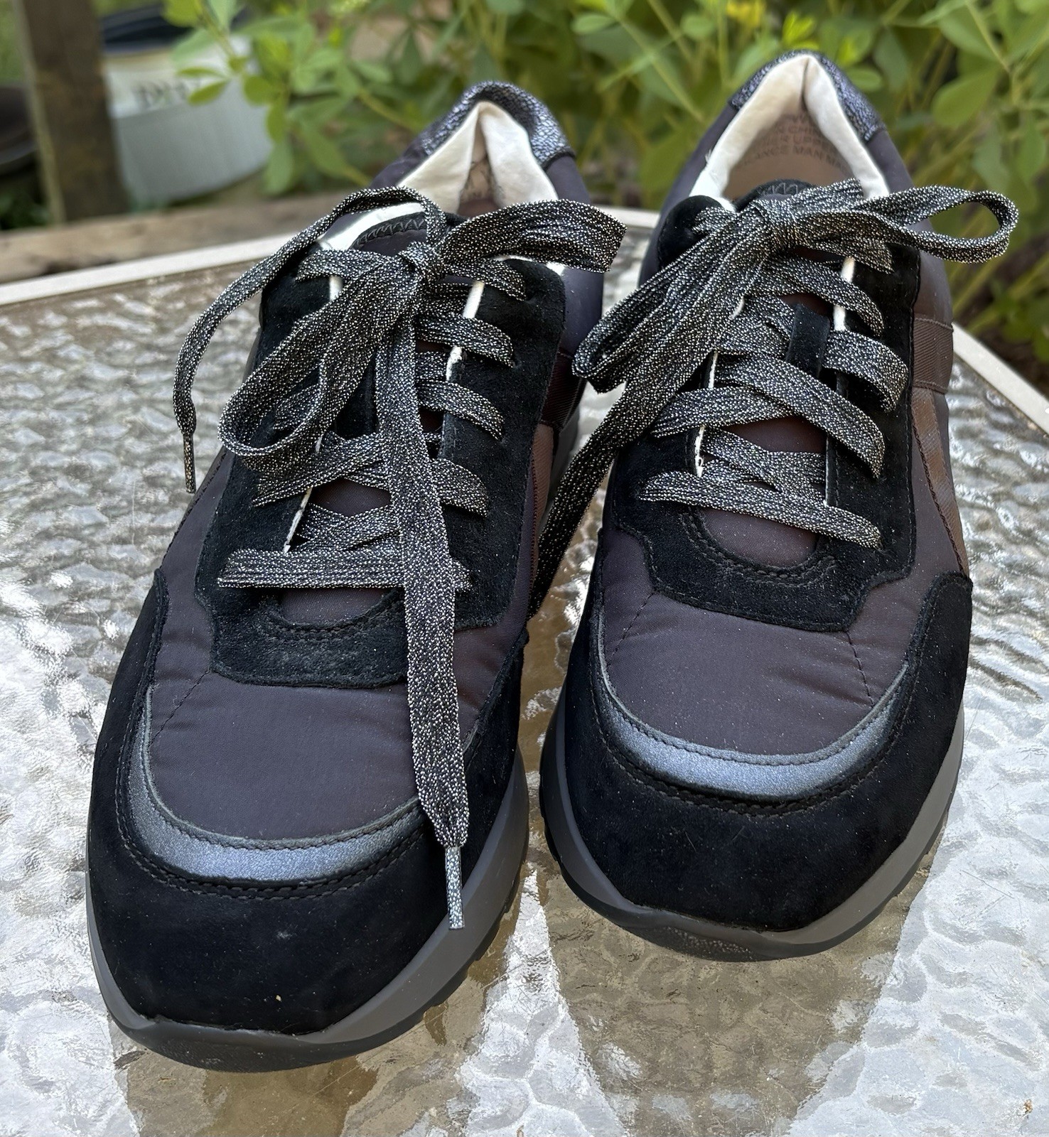 Munro Piper Suede Glitter Lace-Up Sneakers – US 105M, Low Top with Arch Support