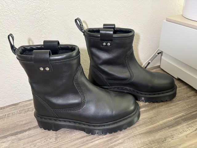 Dr. Martens Anistone Lo Biker Boots Black Women Size 7