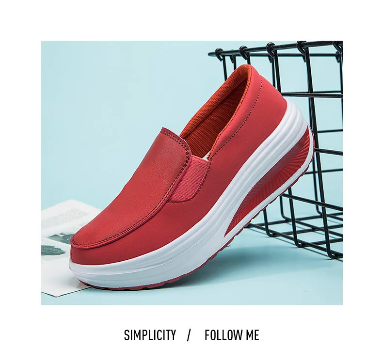 Spring Genuine Leather Soft Outsole Work Shoes Swing Shoes Wedges Single Shoes