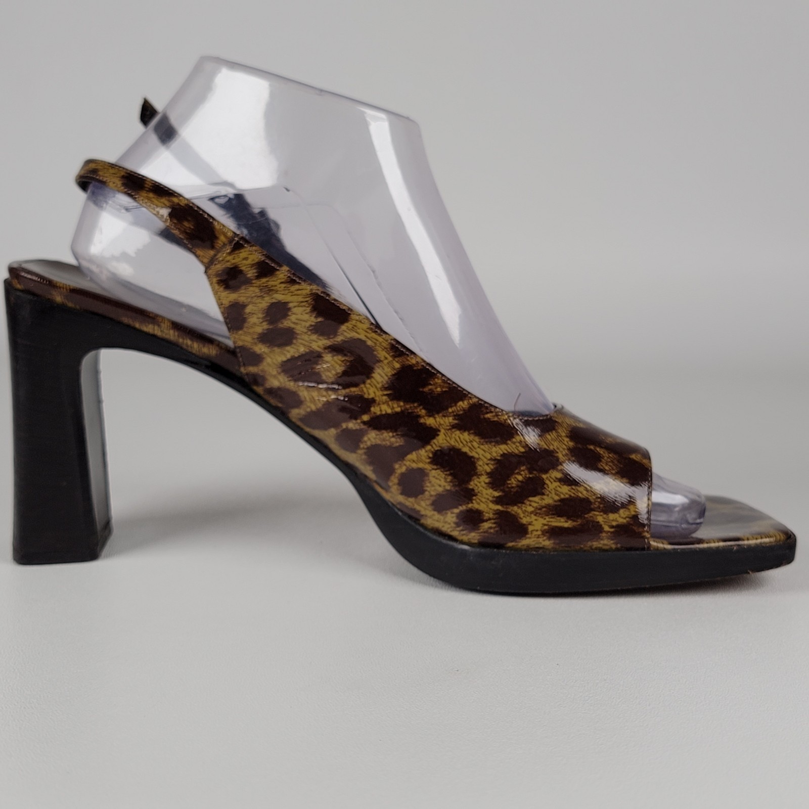 Via Spiga Leopard Print Slingback Sandals Women’s Block Heel Italy Size 9.5 eu40