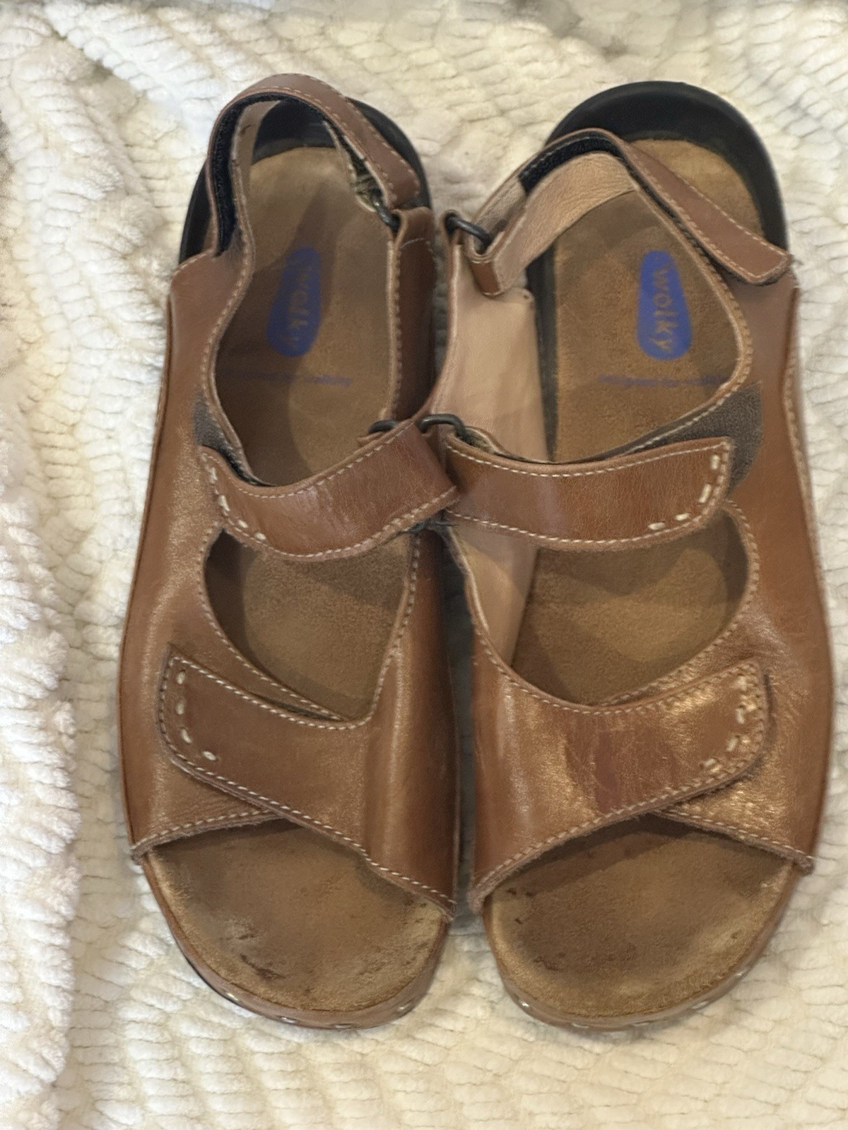 Wolky Jewel Camel Brown Leather Slingback Comfort Sandals Women’s Size 40 9 US