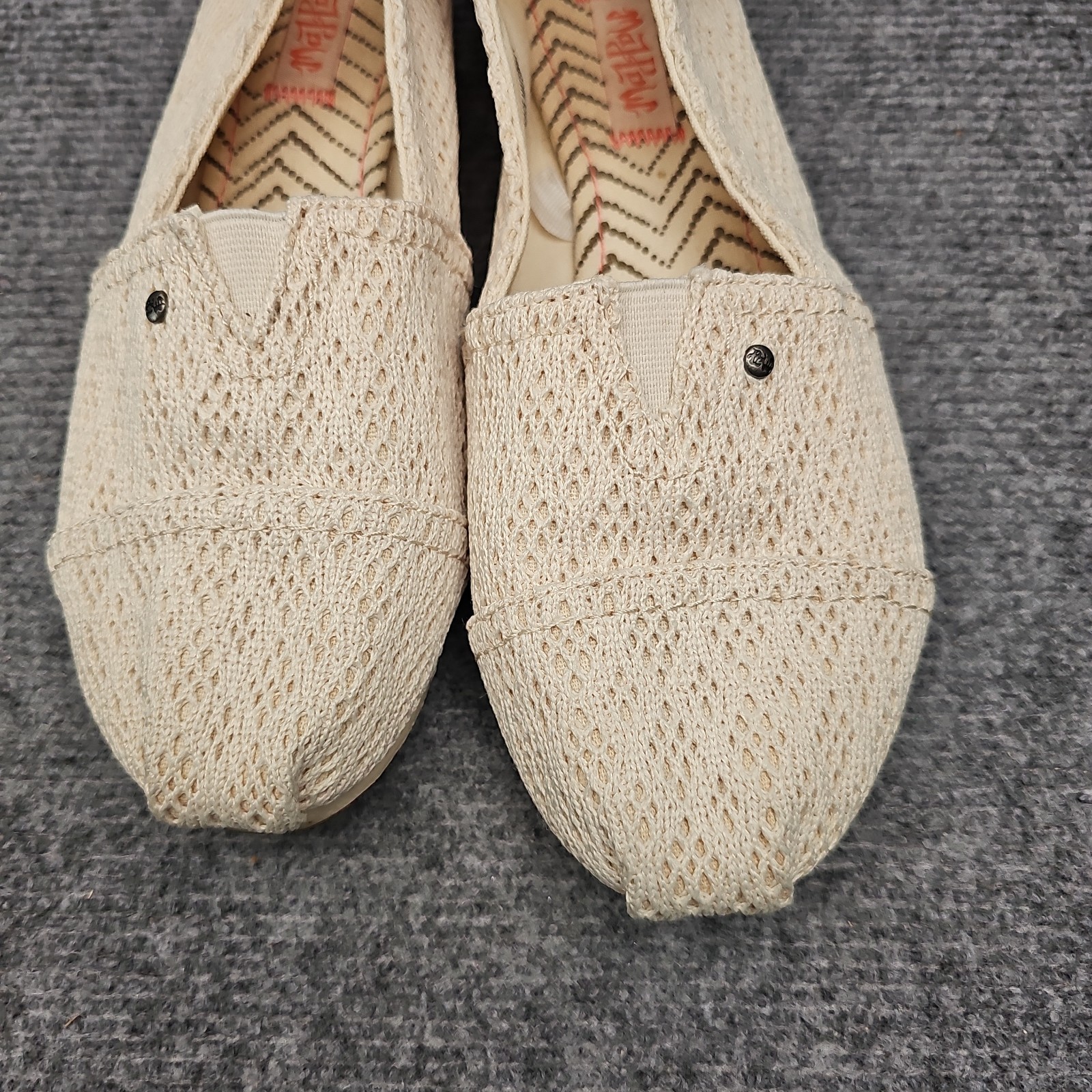Mad Love Womens Slip On Flats Size 9 Cream Chevron Woven Canvas Loafers Casual