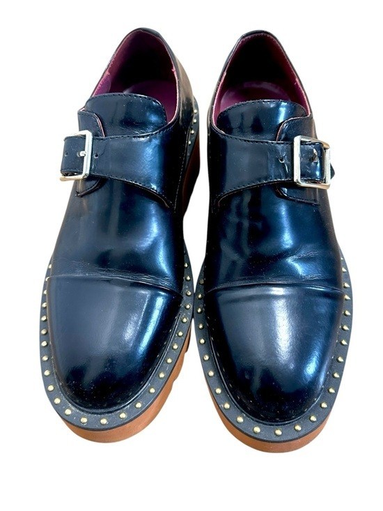 Stella McCartney ODETTE Black Platform derby Leather slip on loafers shoes 36 /6