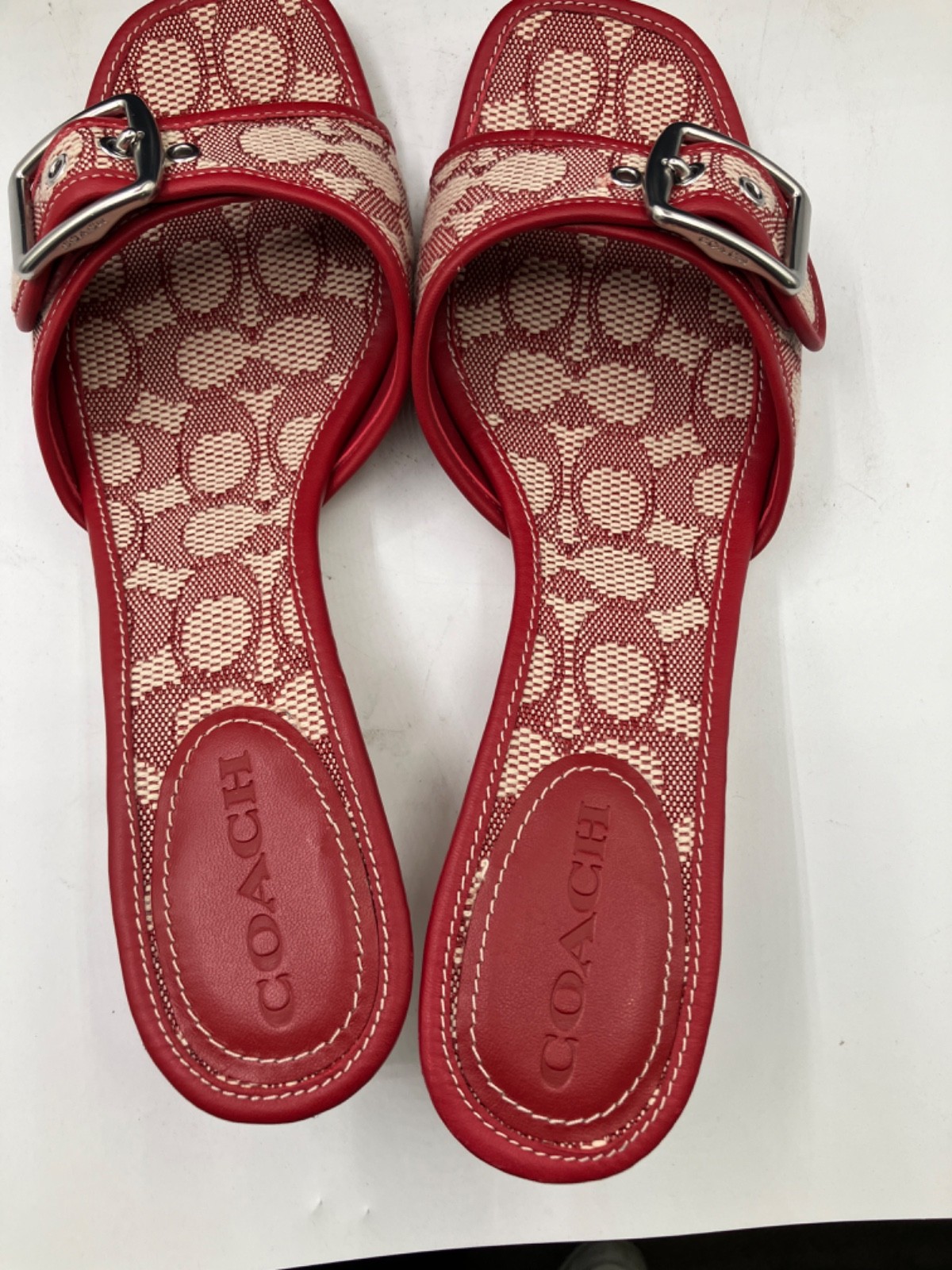 Coach Women’s Margot Sig Txt JQD Signature Kitten Heels Ruby US 11 B
