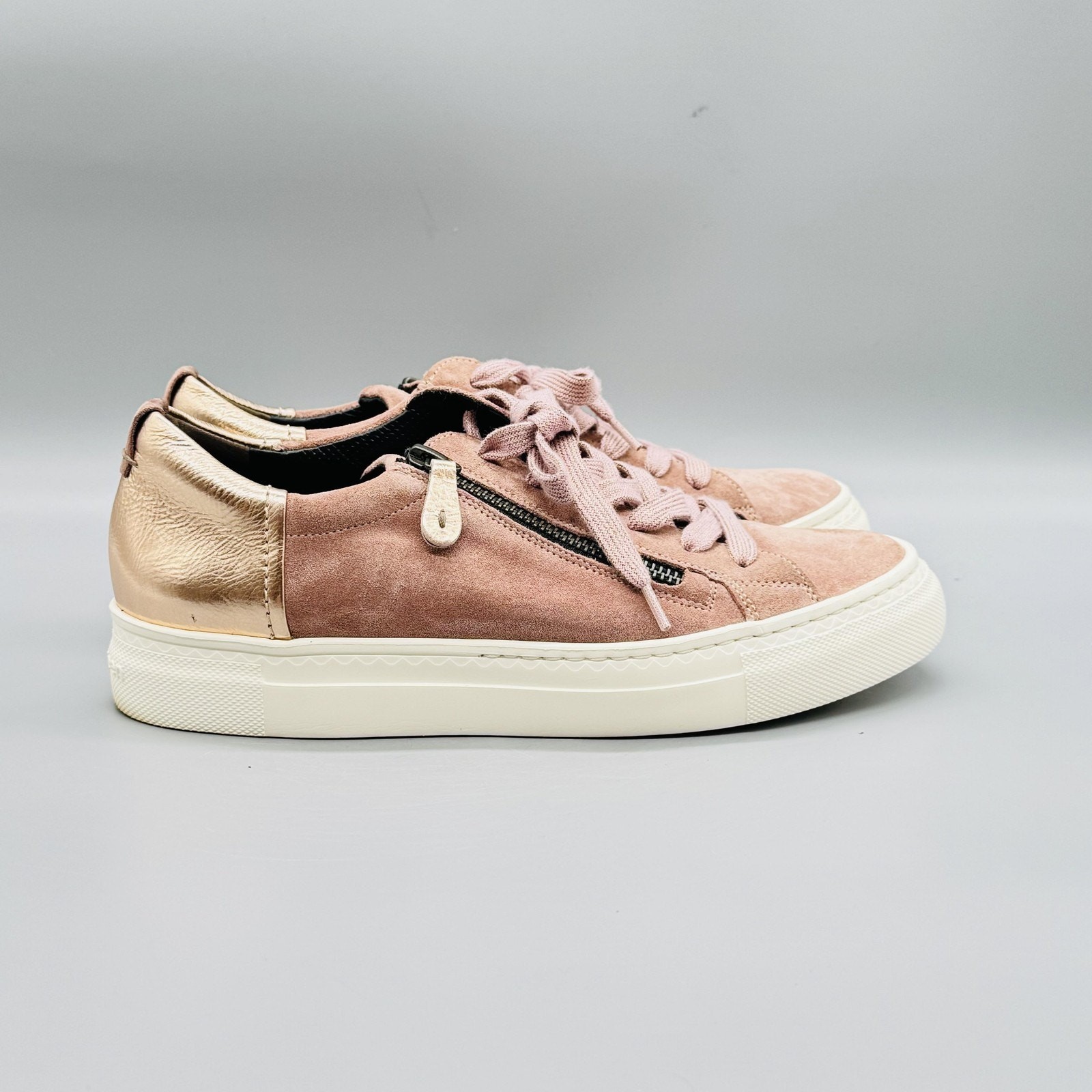 Paul Green Shoes Womens 8 Pink Suede Zip Low Top Sneakers Casual Comfort