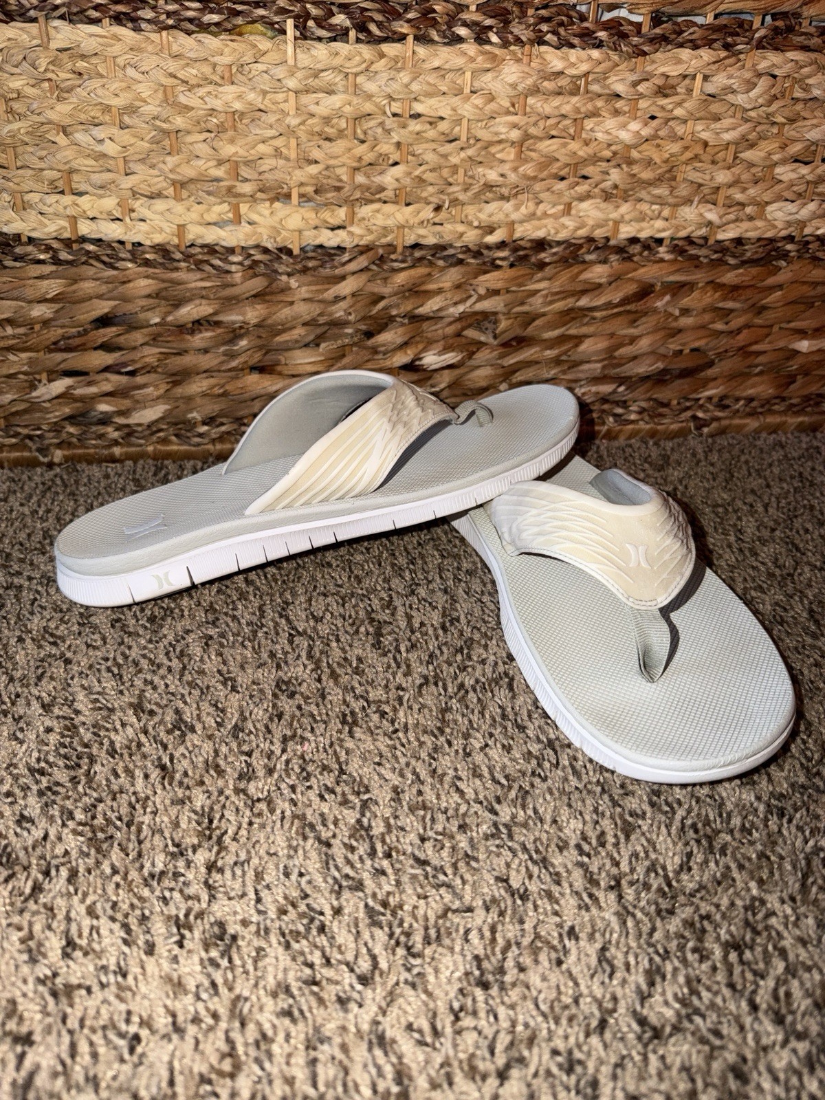 HurleyXNike Phantom Gray/White Flip Flop Sandals Men’s US 11.5