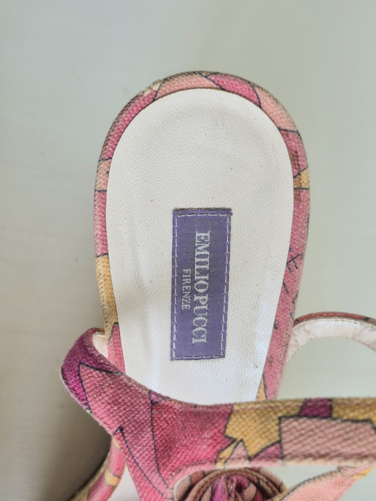Emilio Pucci Italy Espadrille Multicolor Print Ankle Tie Wedges SZ 9 U S/EU 40