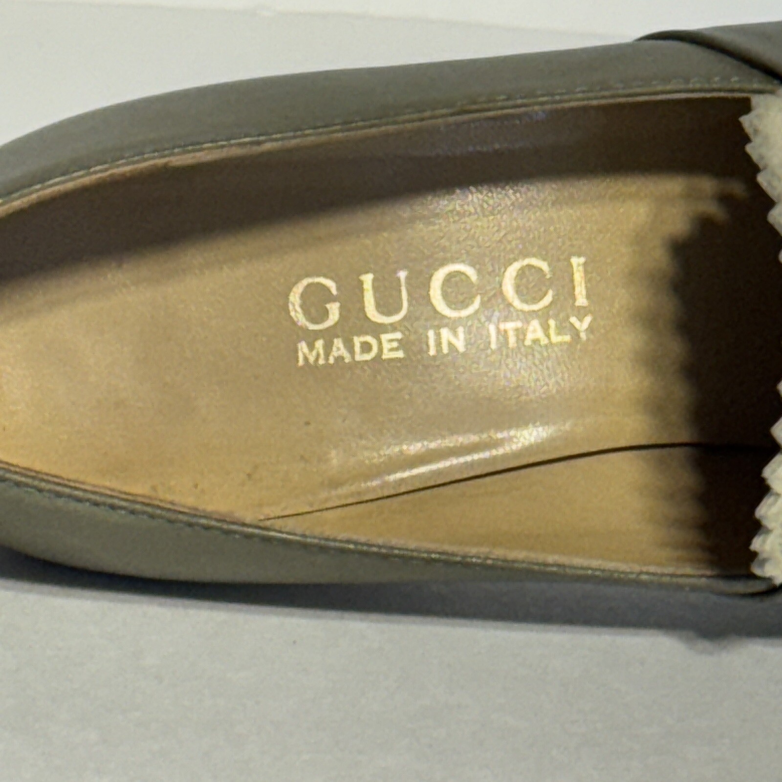 Vintage GUCCI Penny Loafer Green Leather Light Green Suede 2.75 in Heel Sz.6 B