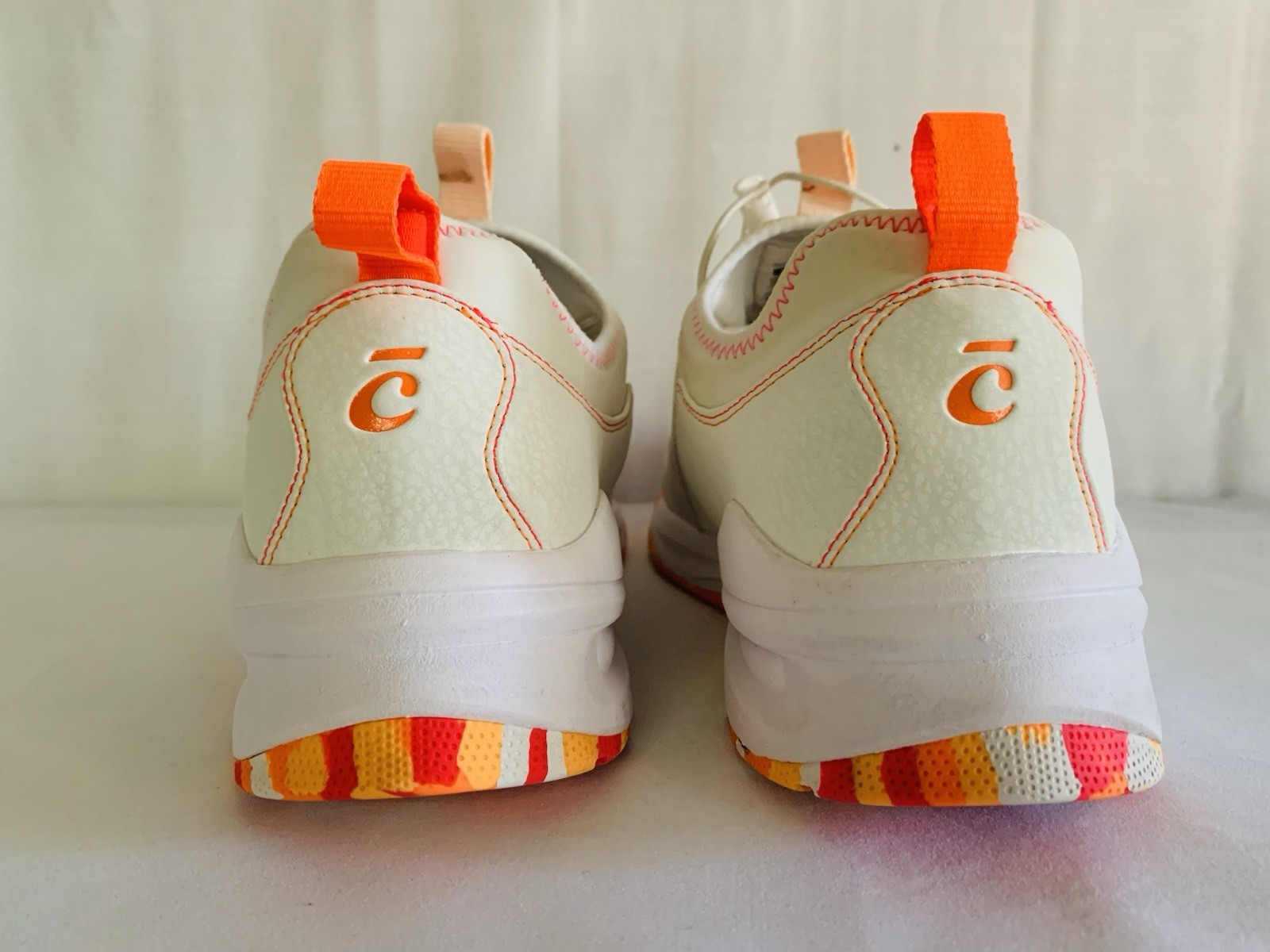 Clove Shoes/Sneakers, White with Orange & Pink Accents, W12.5 / M11 Sunset Pop