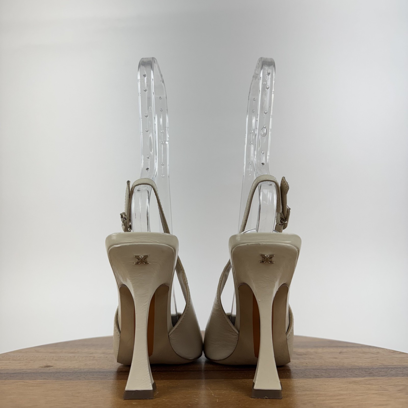 Womens Sam Edelman Odette Ivory Patent Leather Slingback Heeled Pumps Size 6 M