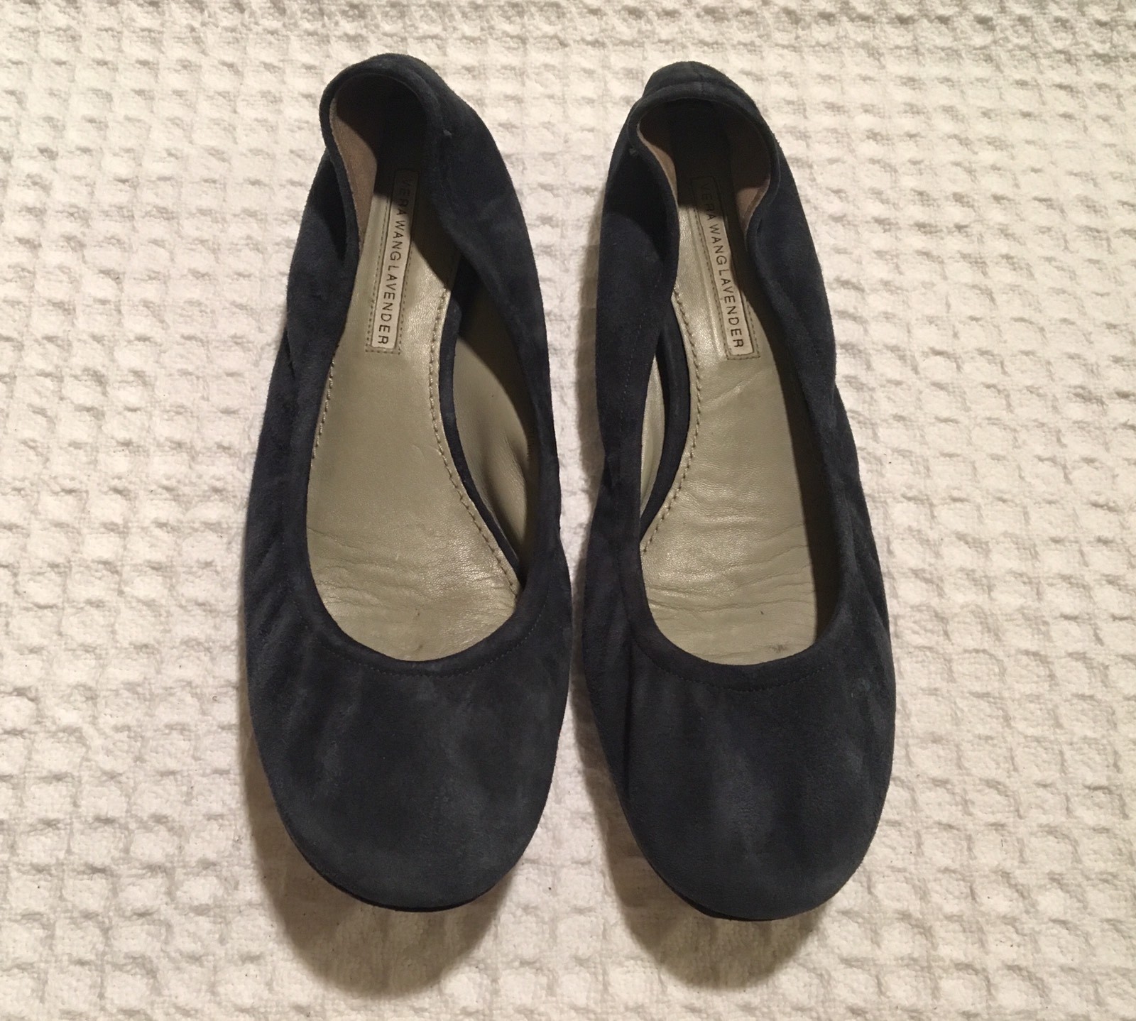 VERA WANG Lavender Lillian Suede Leather Ballet Ballerina Flats $195 Navy Blue 9