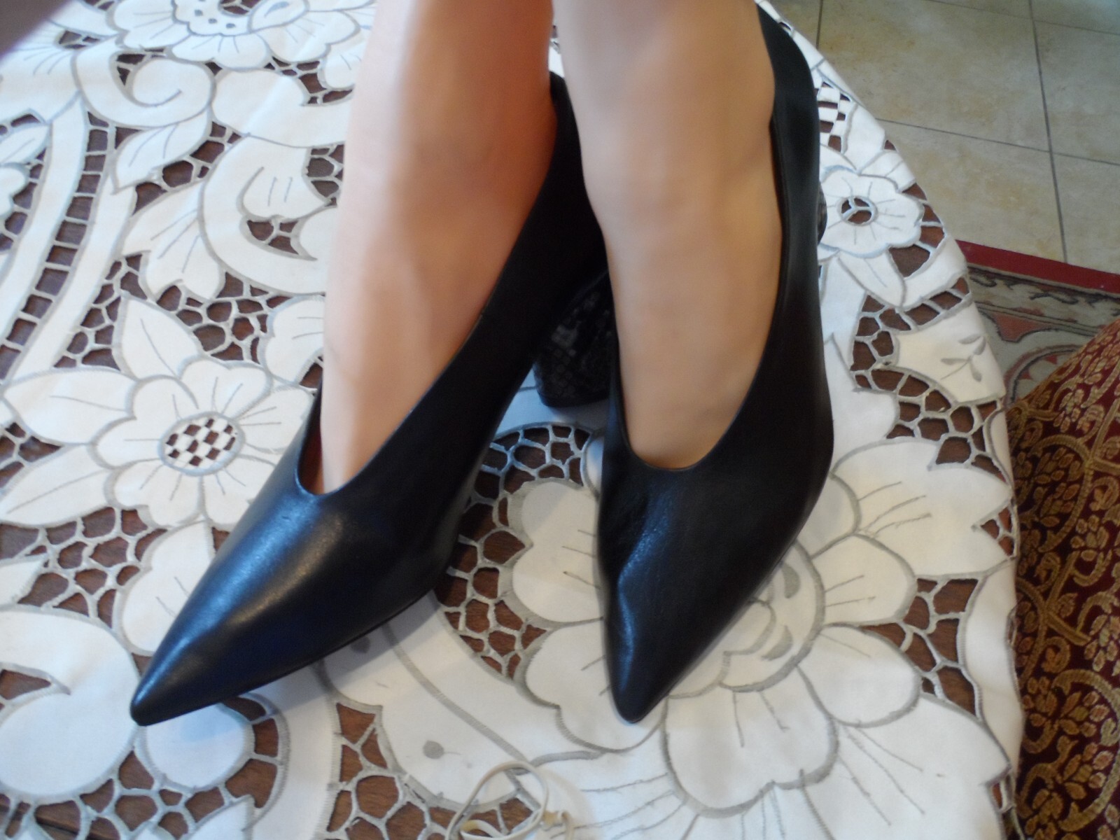 Zara Black Leather Block Heel Pumps SIze EU 36-US 5-5.5M