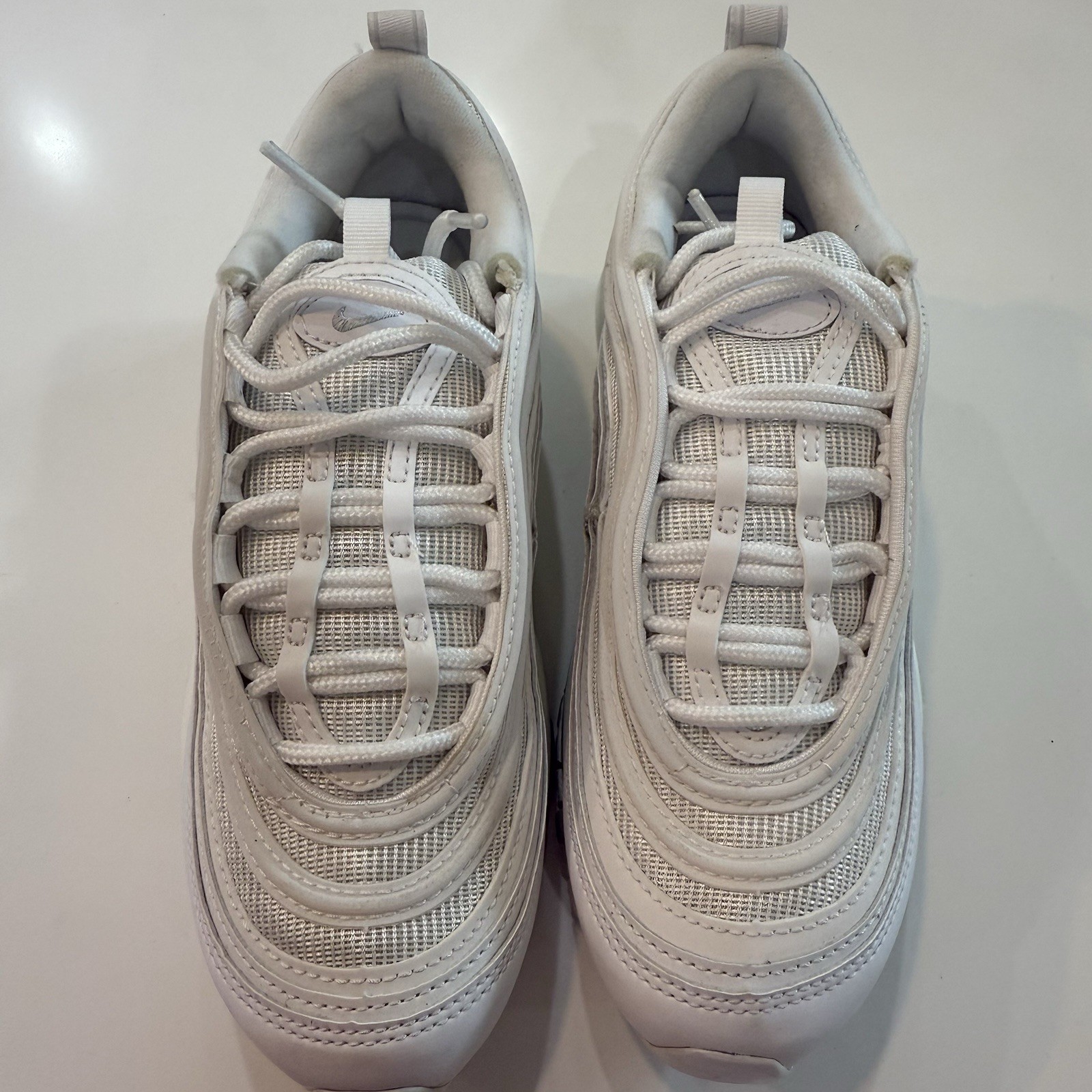 Size 5 Nike Air Max 97 White Pure Platinum Leather Women’s 921733-100 NEW