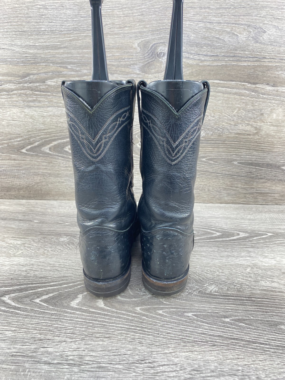 Justin L3171 Womens Right 7 B Left 8 B Black Ostrich Quill Leather Cowboy Boots