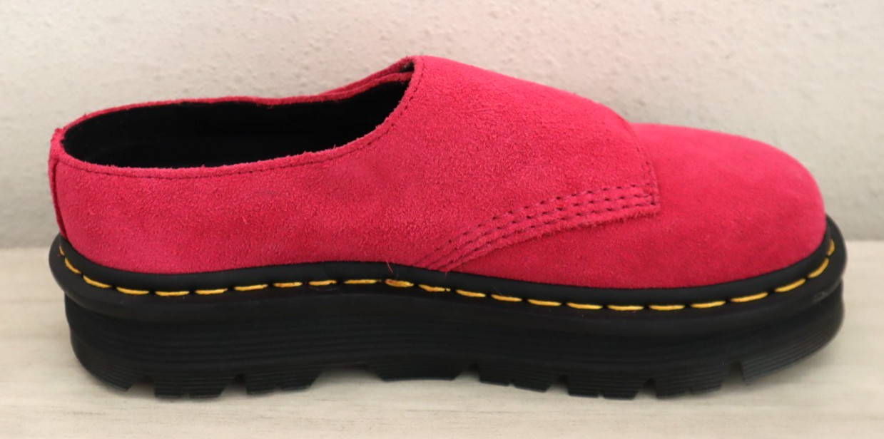 Dr. Martens Women’s Sz 7 Fuchsia Pink Bronx Suede Zebzag AnyWair Mules $130