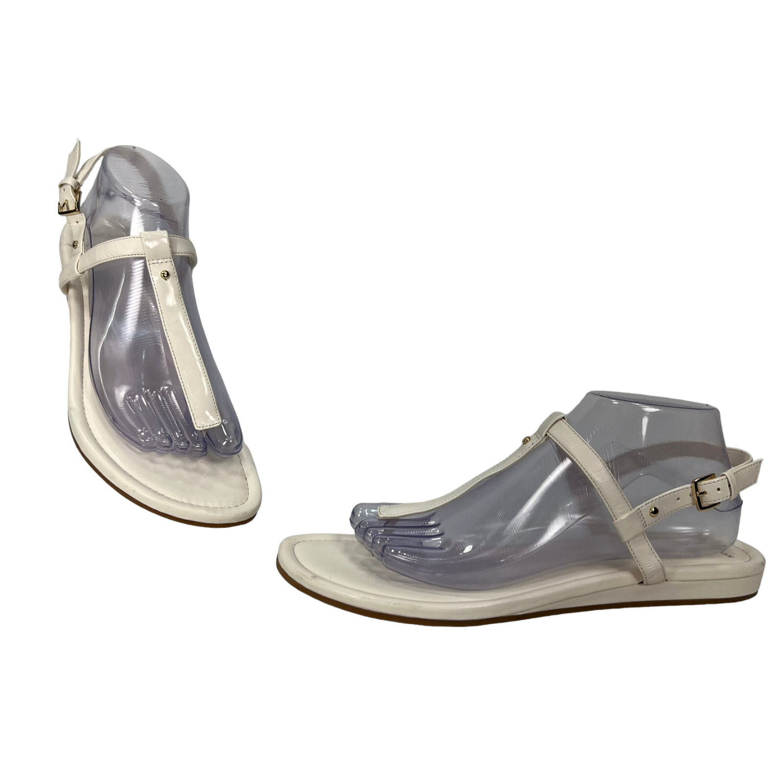 Cole Haan Reasonsam Womens Size 10B White Leather T Strap Thong Sandals