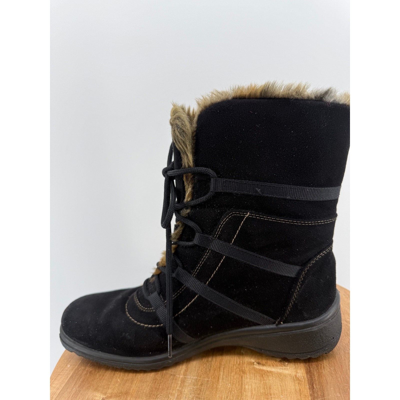 Ara Magaly Waterproof Gore-Tex Black Suede Faux Fur Lined Women Size 6