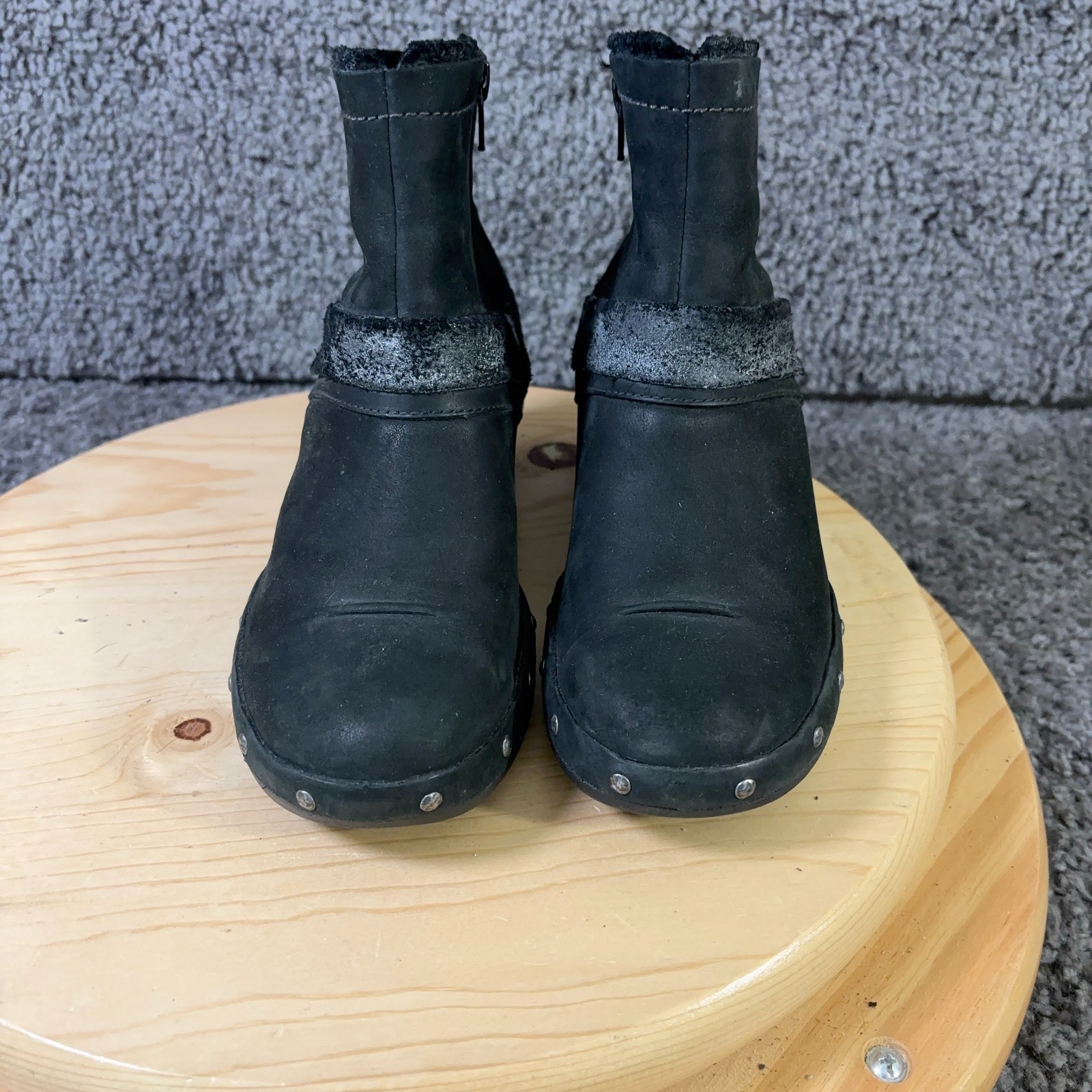 Merrell Boots Luxe Wrap Women Size 7 Black Leather Side Zip Studded Ankle Bootie
