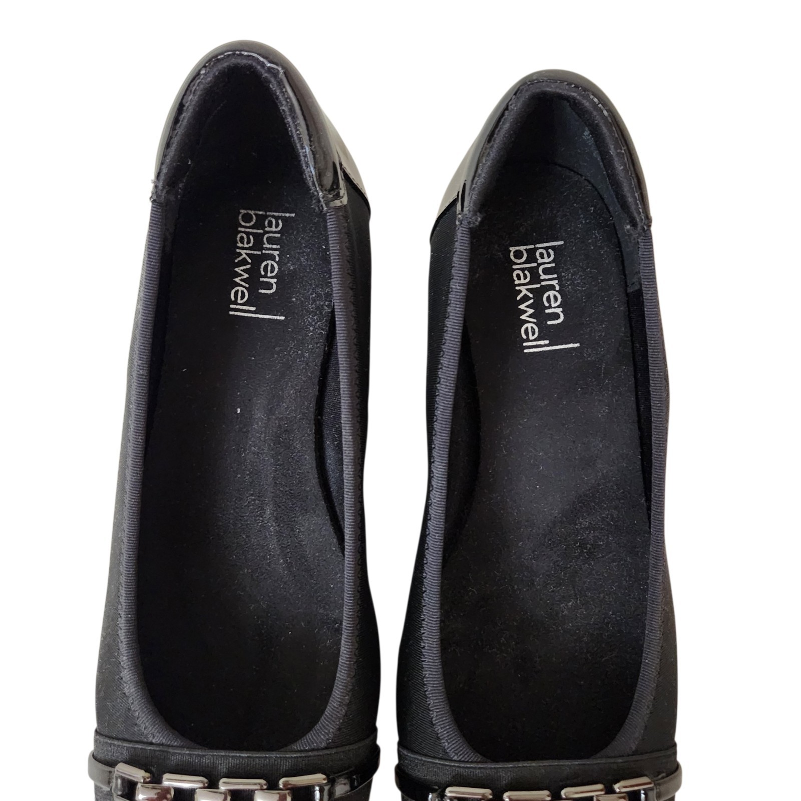 Lauren Blackwell Womens Wedge Shoes Size 8 Black Cap toe Narrow