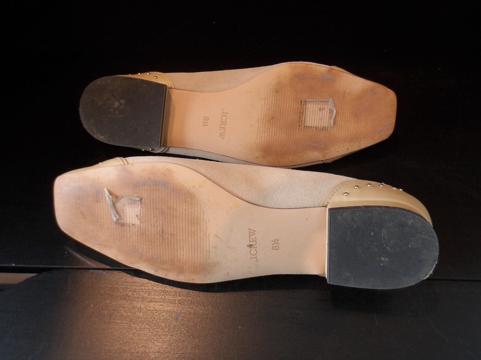 J Crew Sophie Ballet Flats 8.5 Studded Suede Italian Leather
