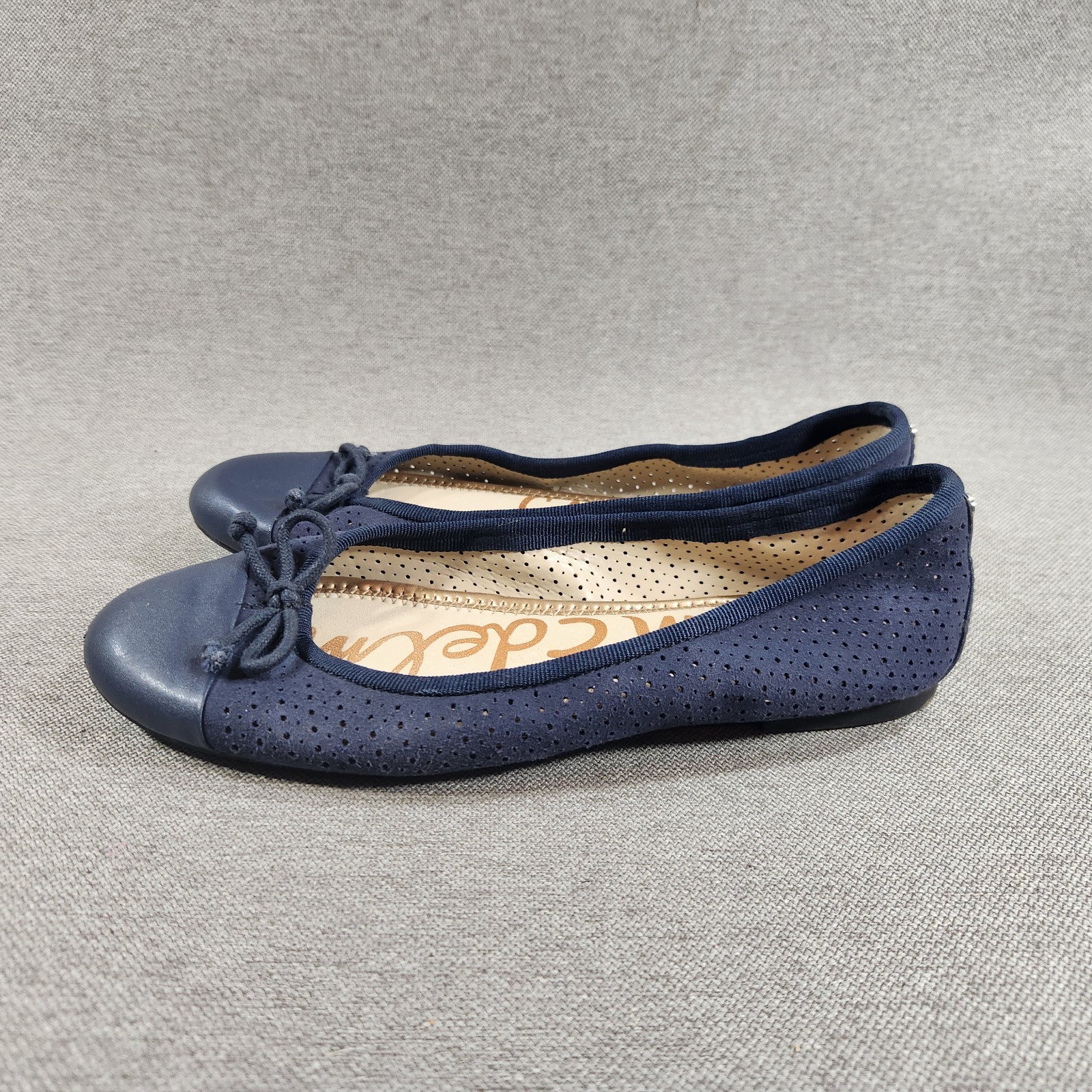 Sam Edelman Felicia Blue Leather Womens Size 5 M Ballerina Slip On Flat Shoes