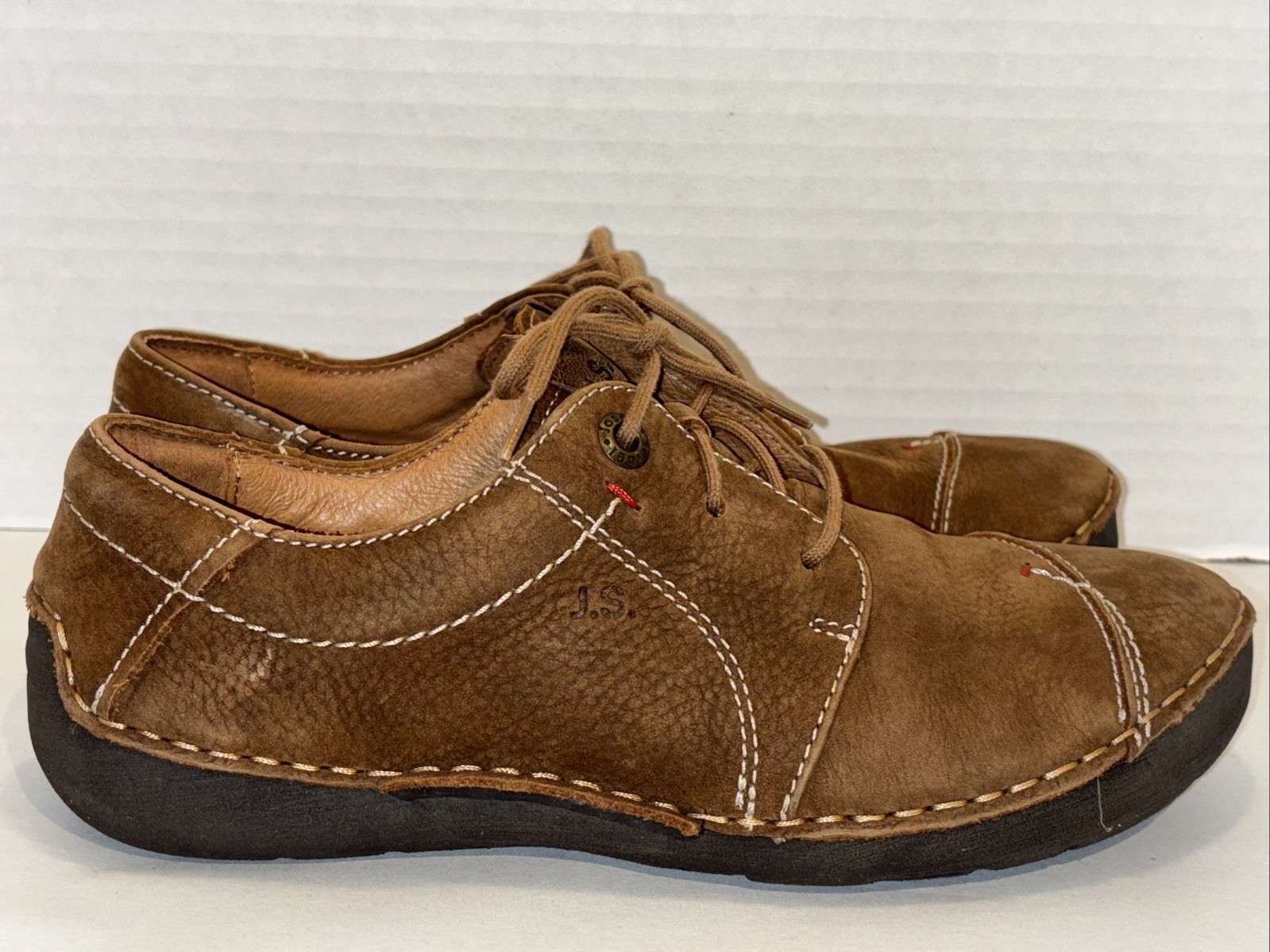 Josef Seibel US 6.5 Tan Loafer Shoes Womens Suede Lace Up Casual Comfort Flats