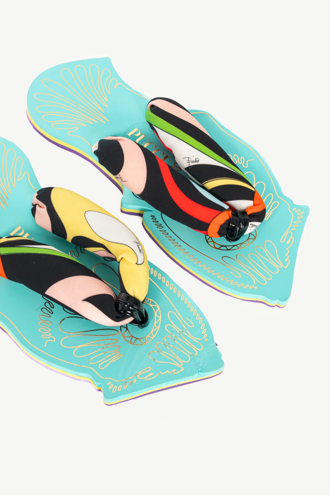 Pucci SS23 Nero & Rosso Marmo-Print Scuba Thong Sandals, Size US 9.5