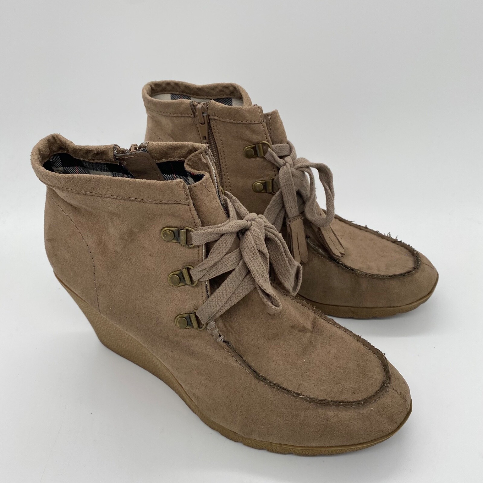 Maurices Women’s Wedge Boots Lace Up Business Casual Solid Brown Size 10