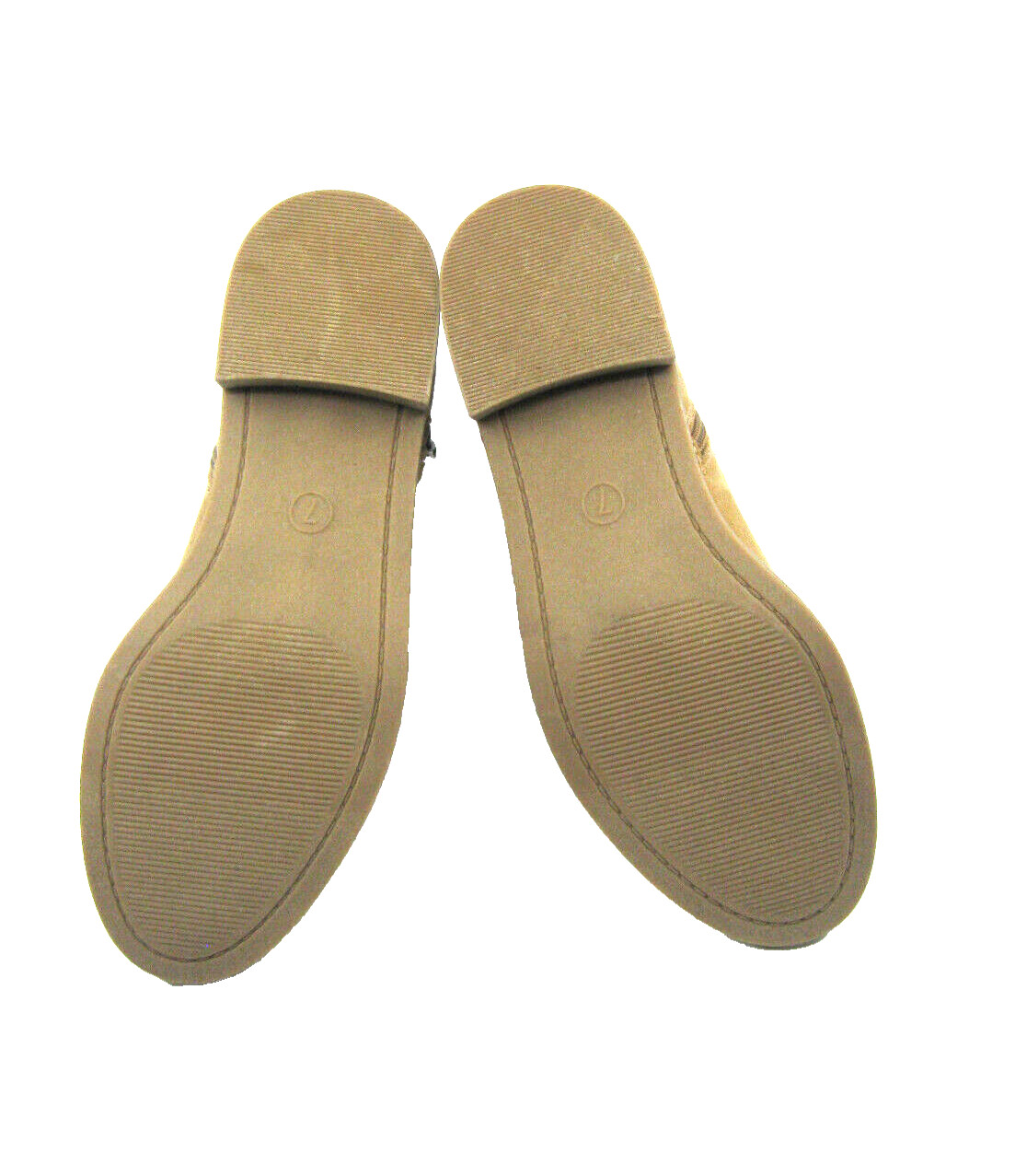 Universal Threads Women Anckle Boots S 7 Beige 2 Zipers 1.1/4 Round Block Heels