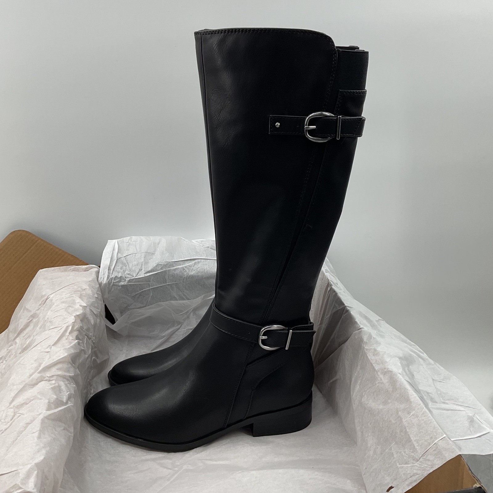 Naturalizer Womens Black Knee High Riding Boots Buckle Detail Size 5 M NEW