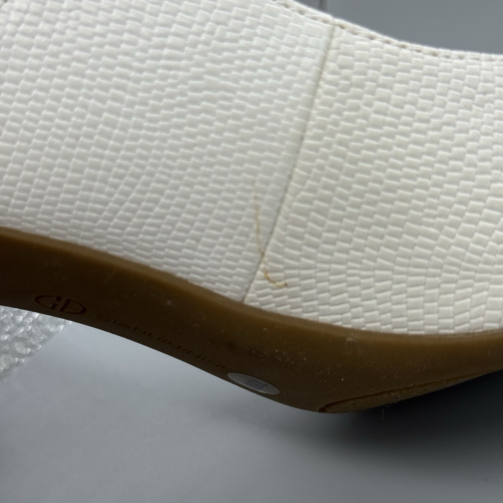 Giani Bernini Retro Style White Mary Jane Textured Heels Size 7.5 M