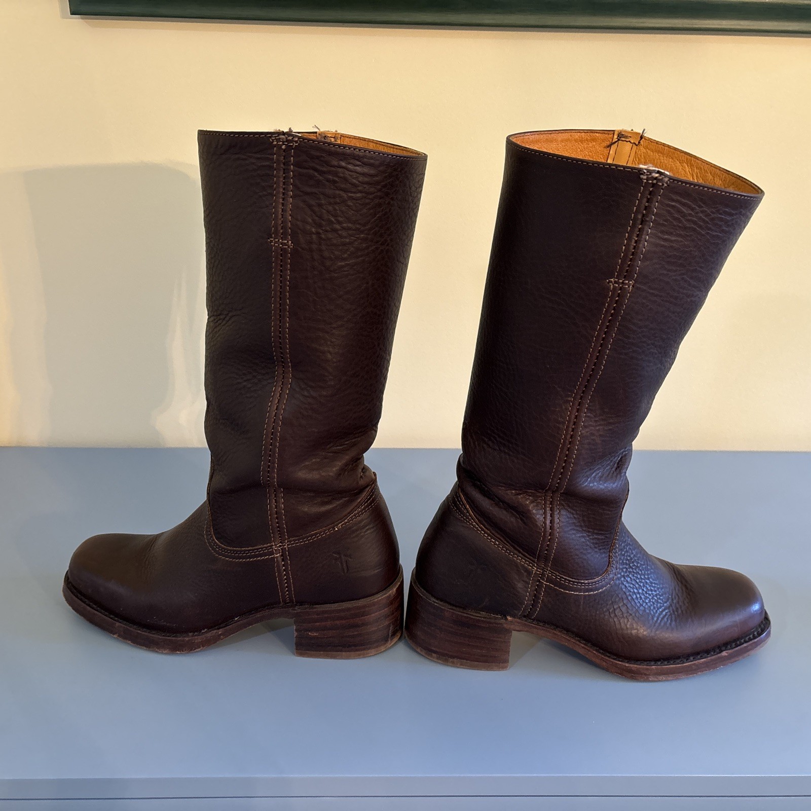 VTG FRYE Women’s Campus 14L Square Toe Dark Brown Leather Boots 77050 Size 8 M