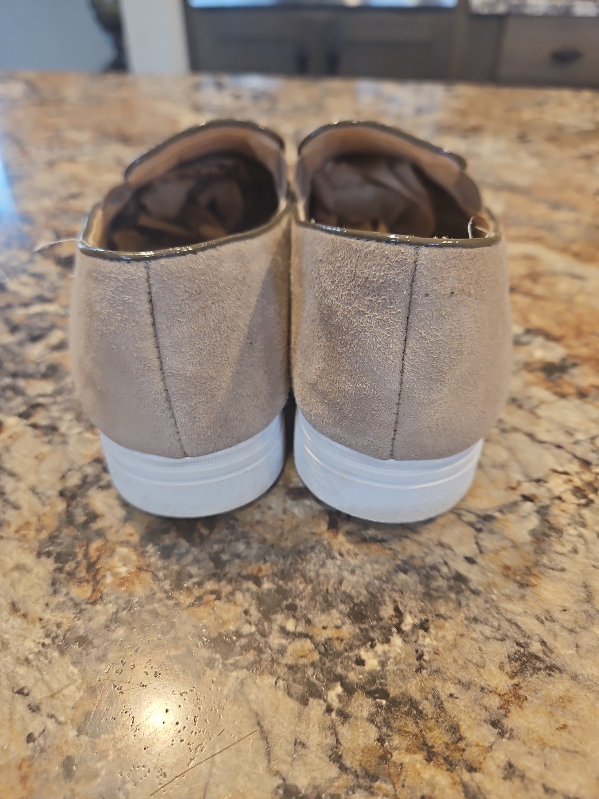 ALL BLACK Suede Slip On Sneakers Women’s EU 39 US 8.5 Taupe Leather Casual Shoe