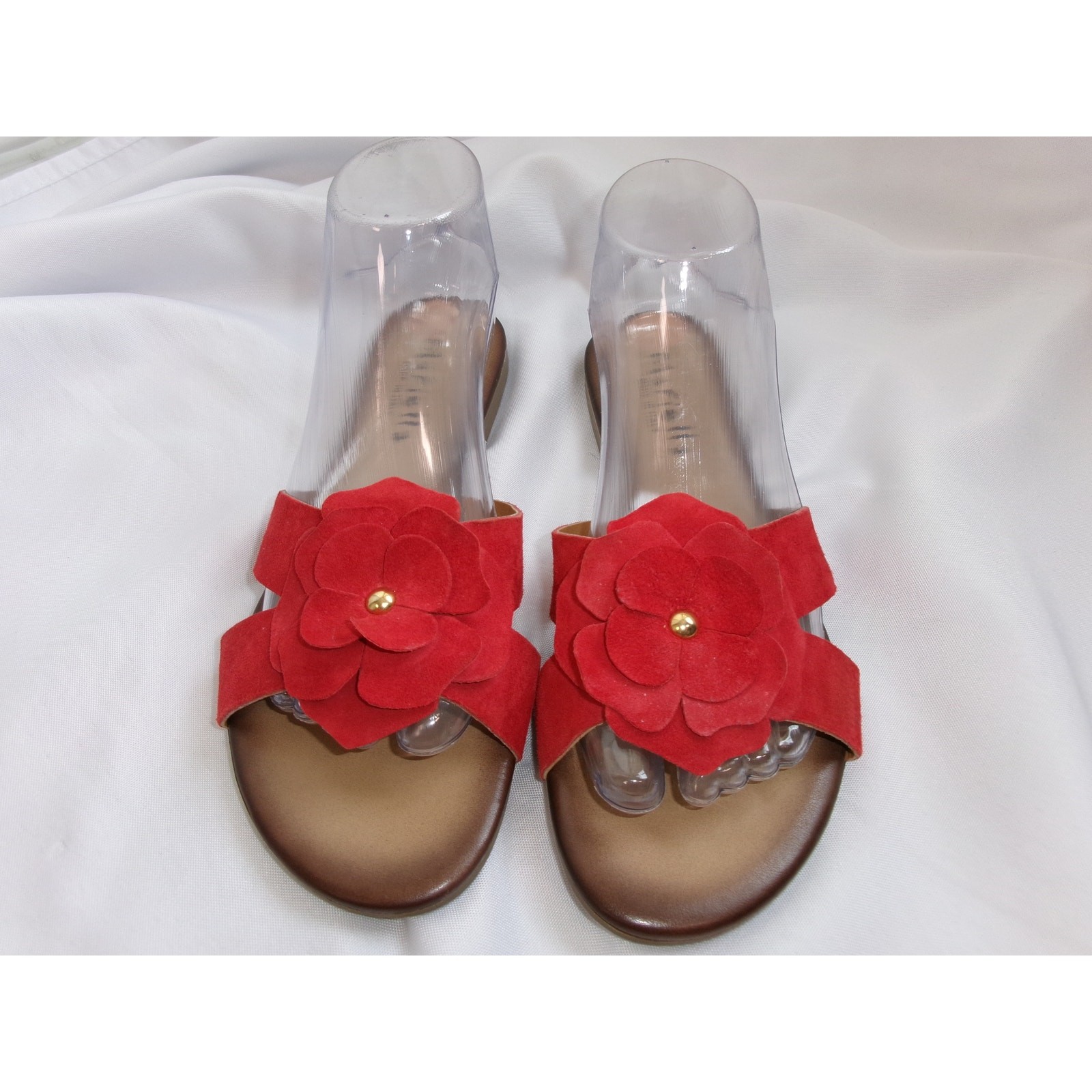 Mariella Red Floral Suede Slide Sandals Women’s Size 8 NWOT Italy