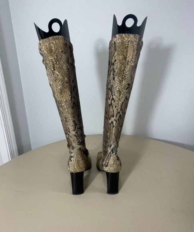 Vintage Y2K Zara Stretch Faux Snake Boots with Box Toe -EU 36-Made in Spain