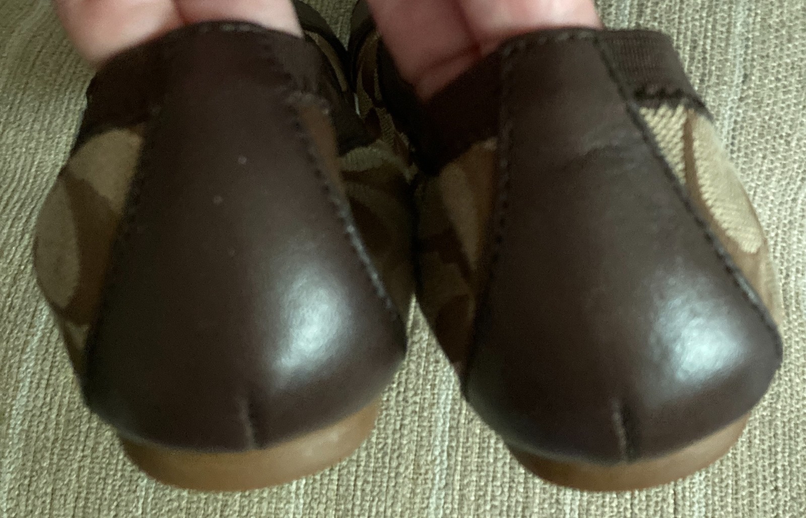 COACH WOMEN’S CHELSEY BALLET FLATS BROWN SIGNATURE CANVAS LEATHER CAP TOE SZ 6B