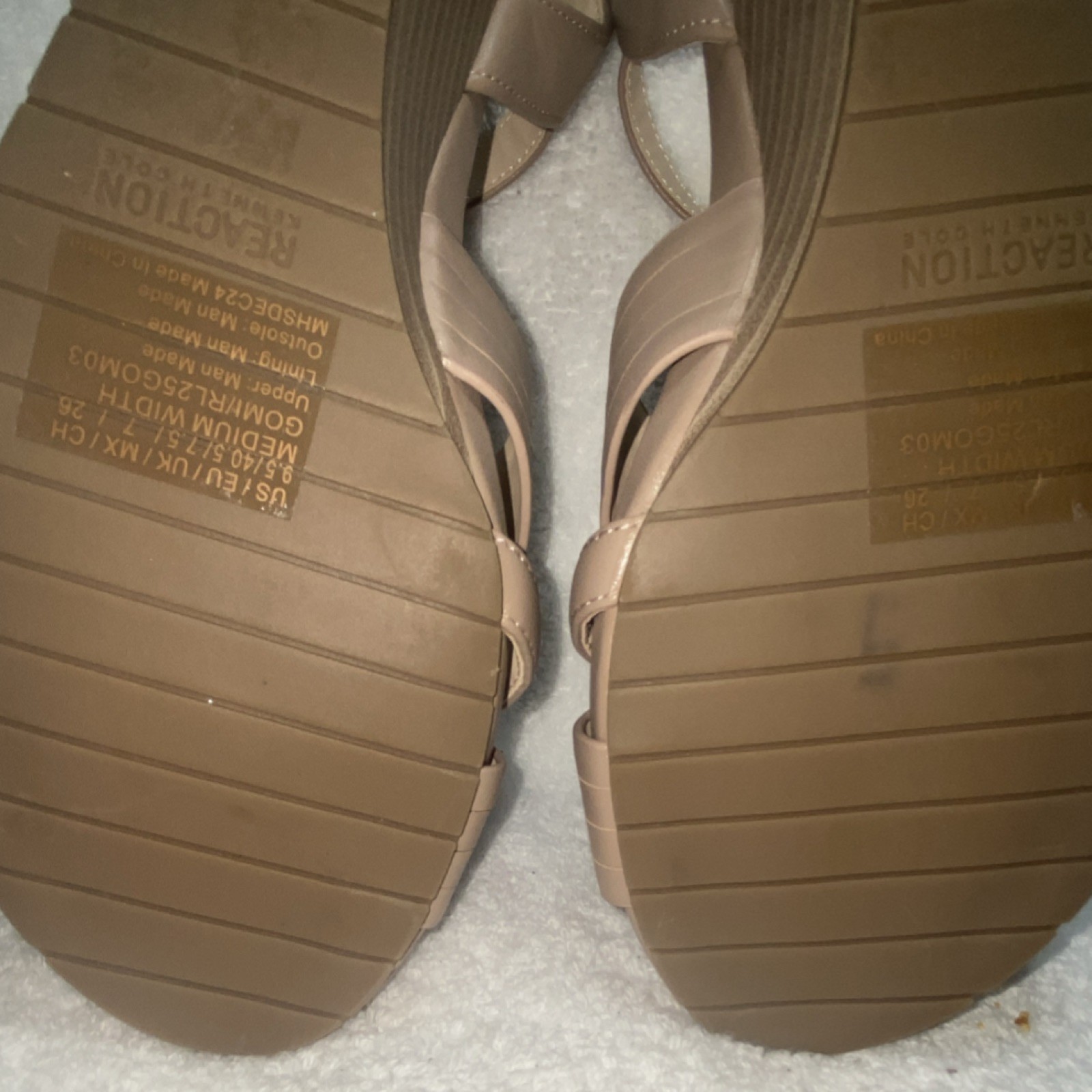 KENNETH COLE Beige Man Made Strappy Wedge Buckle Sandals Women’s USA 9.5M