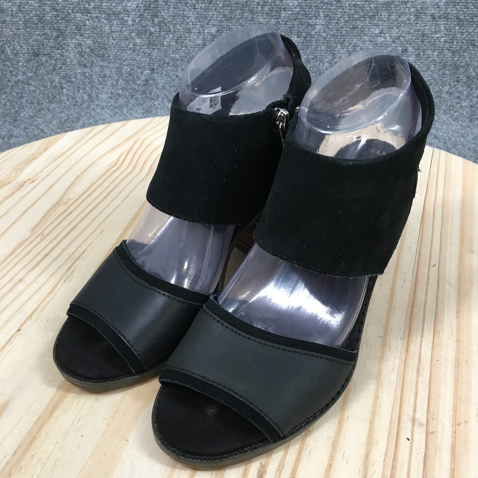 Toms Majorca Cutout Sandals Womens 7.5 Ankle Strap Comfort Block Heels Black