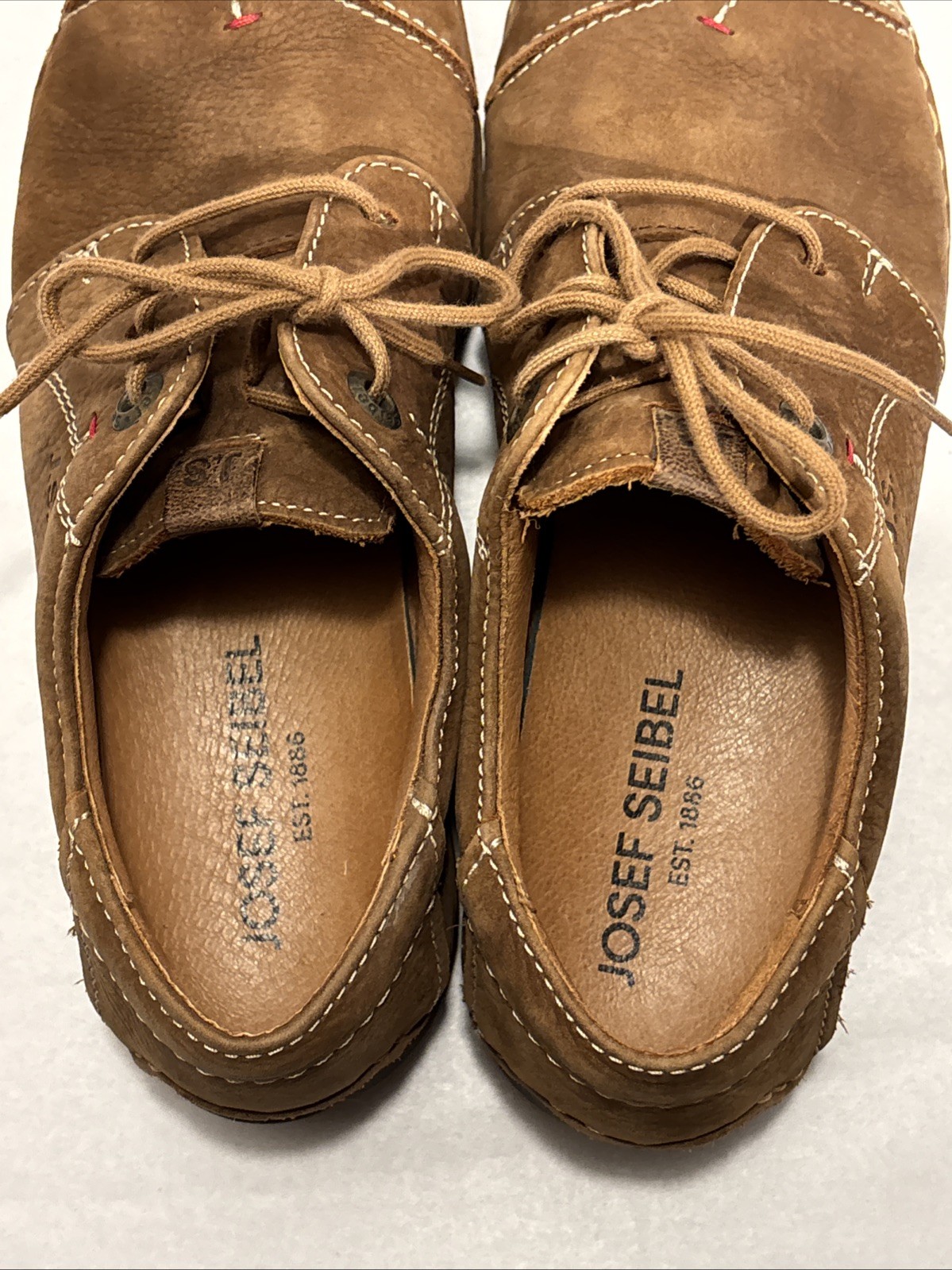 Josef Seibel US 6.5 Tan Loafer Shoes Womens Suede Lace Up Casual Comfort Flats