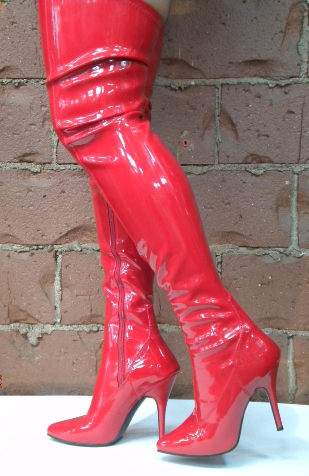 Red Wonder Woman Super Hero Thigh High Chaps Mens Drag Queen Boots size 12 13 14
