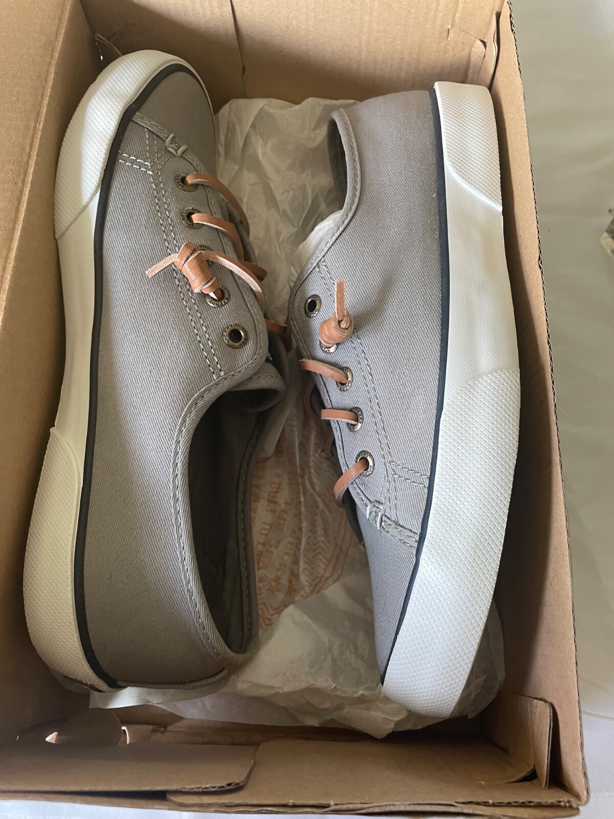 Sperry Pier Wave Core Gray Lace Up Womens White Sneakers Casual Shoes 7.5