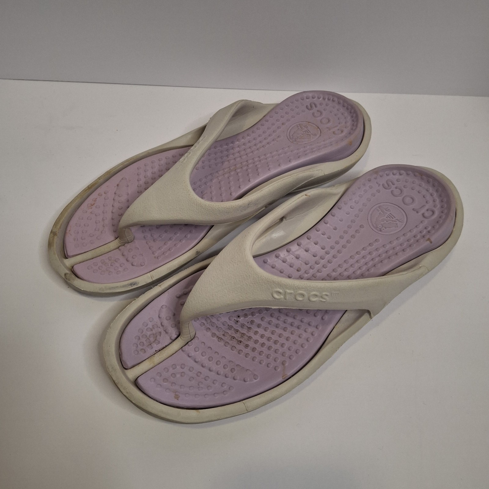 Crocs Athens II Purple Gray Sandals Womens 10 Slip On Flip Flops Two Tone Summer