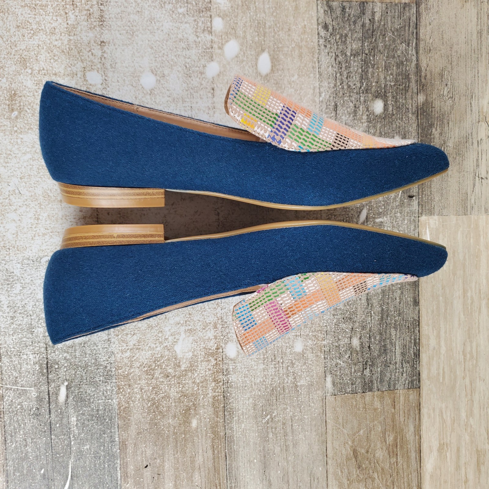 Bellini Ferris Womens Casual Flat Sz 10 M Blue Multi Wool Slip On Pointed Toe