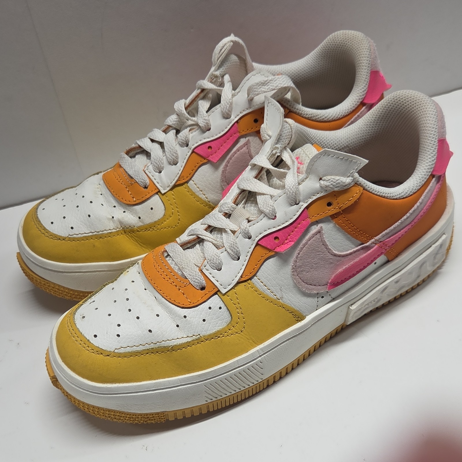 Nike Air Force 1 Fontanka Sunrise Women’s Lace-Up Leather DX2675-100 SIZE 9.5