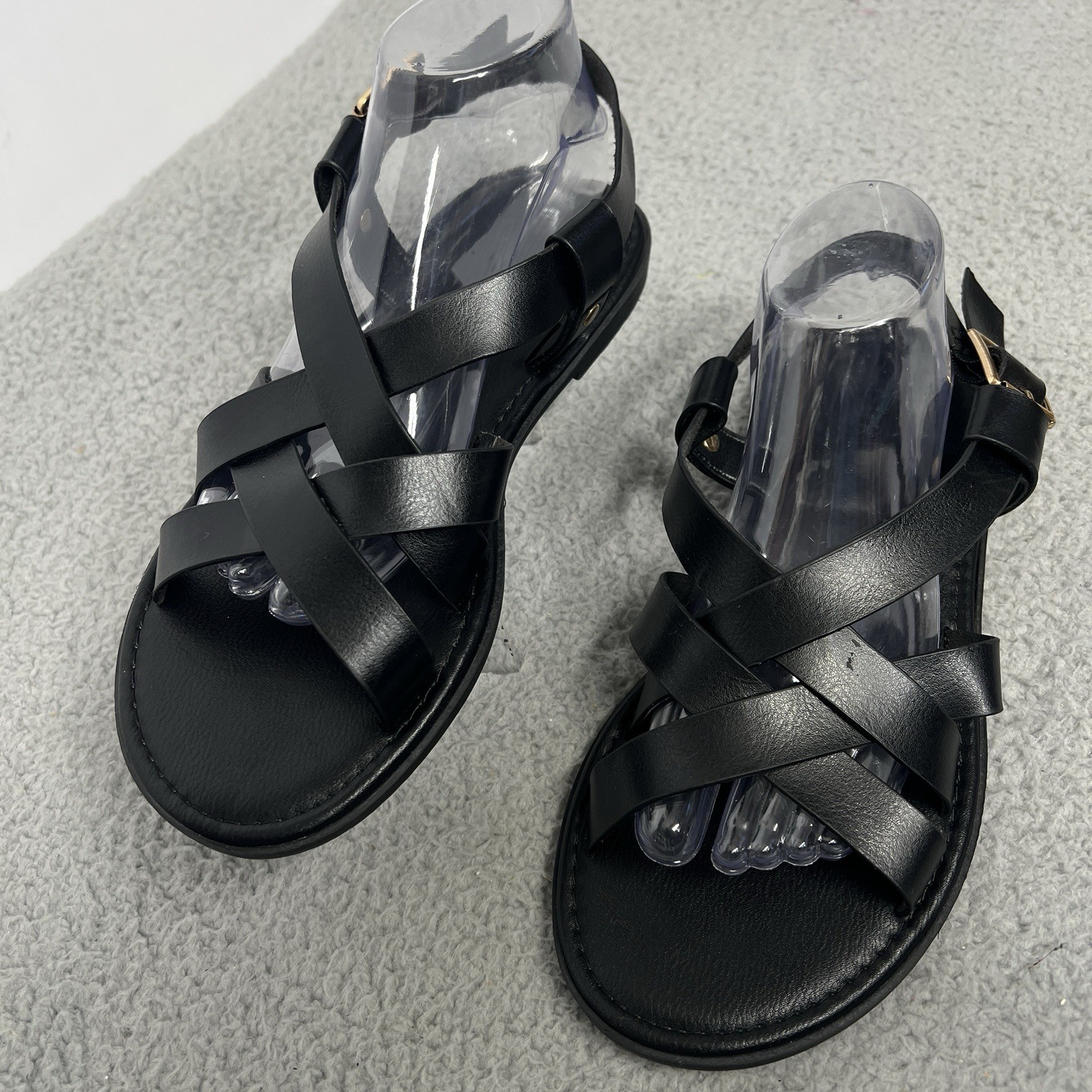 Torrid Black Strappy Gladiator Sandals Wide Slingback Crisscross Boho 9WW Flat