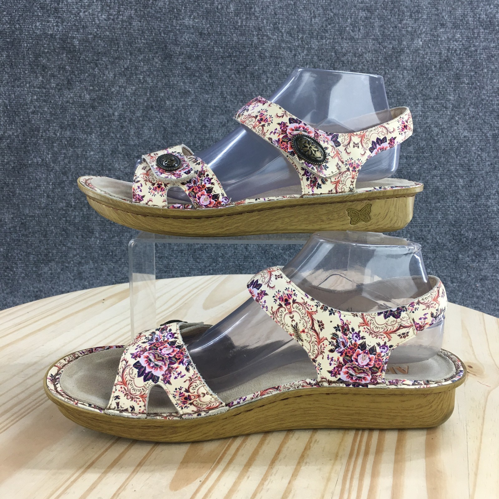 Alegria Sandals Womens 41 Muticolor Vienna Ankle Straps Leather Floral Casual